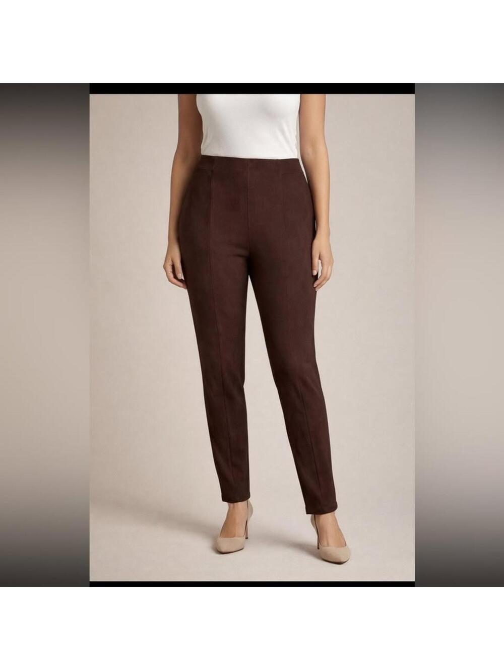 Ann Taylor Brown Faux Suede Pants Size 18 Slim Ankle Work Pants